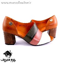 کفش مجلسی جلوبازپاشنه پنج سانت چوب گردوکد515رنگ سبزعسلی سایز37