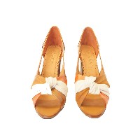 کفش مجلسی جلوبازپاشنه پنج سانت کد528رنگ عسلی هلویی سایز37/5