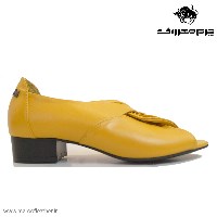 کفش مجلسی روزمره جلوبازپاشنه سه سانت کد1212رنگ زردسایز38